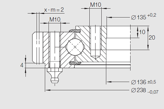 INA Series VA Four Point Contact Bearings (External Gear Teeth)