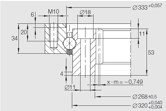 INA Series VI Four Point Contact Bearings(Internal Gear)